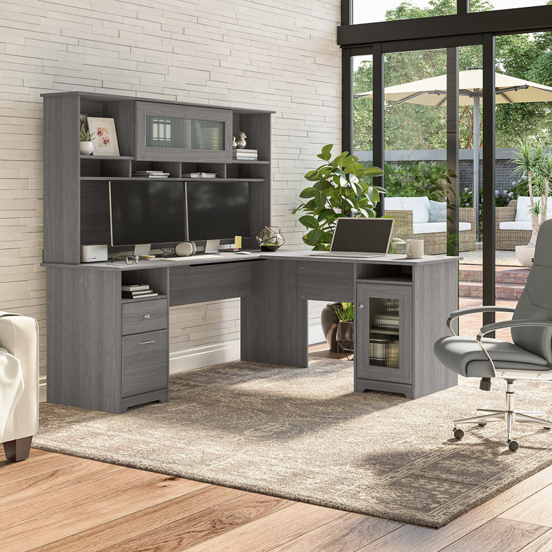 Paelynn 72'' Desk, Gray, 66.3" H x 71.69" W x 68.5" D