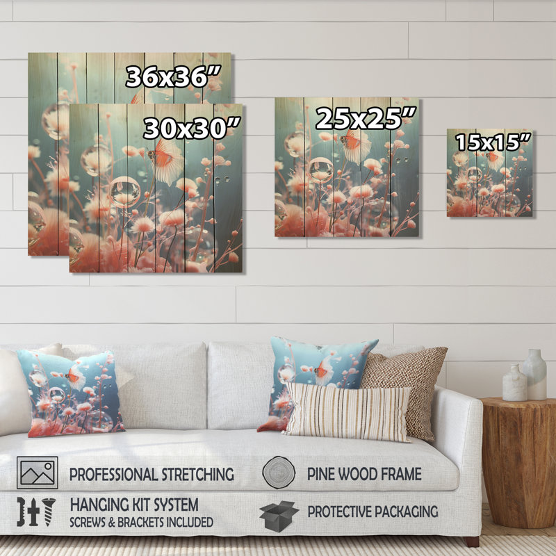 Underwater Surreal Coral Dreams II - Coral On Wood Print, 36" H x 36" W