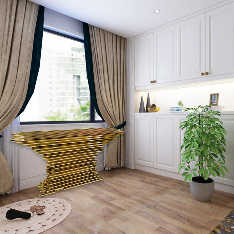 Gold Rod Console Table 