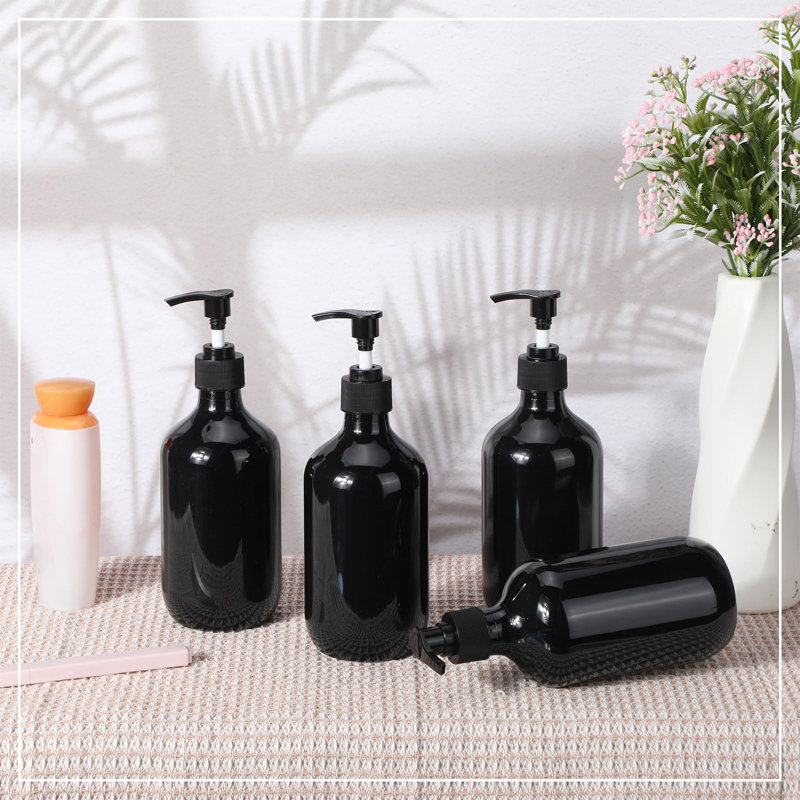 Paquet de 12 bouteilles de plastique ambrées pour distributeur de savon vide, shampooing réutilisable pour désinfectant pour les mains, savon, lotion pour le corps, revitalisant pour le corps, salle de bain (16,9 oz)