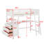 Lit mezzanine simple avec tiroirs, bureau et tablettes
