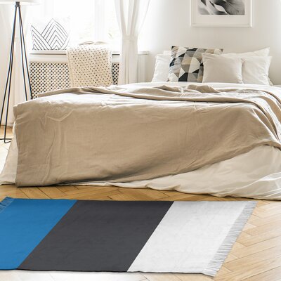 Striped 4.6' x 5.5' Royal Blue/Slate Area Rug -  East Urban Home, 75A69B92086245768A5973525B70535C