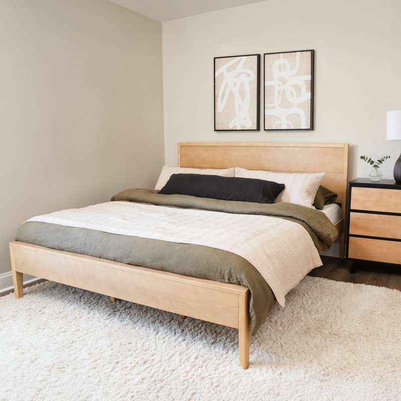 Lauritzen Solid Wood Panel Bed, King, Blonde