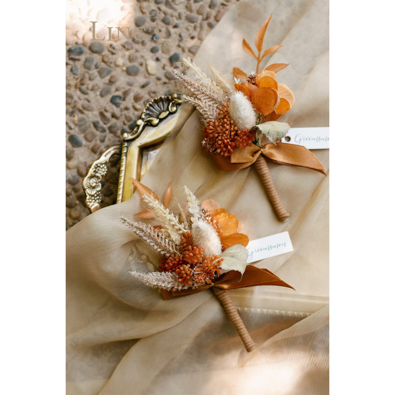 Boutonnière pour homme, boutonnière pour garçons d'honneur 6 pièces, fleurs artificielles pour décoration de mariage / bal / retour à la maison