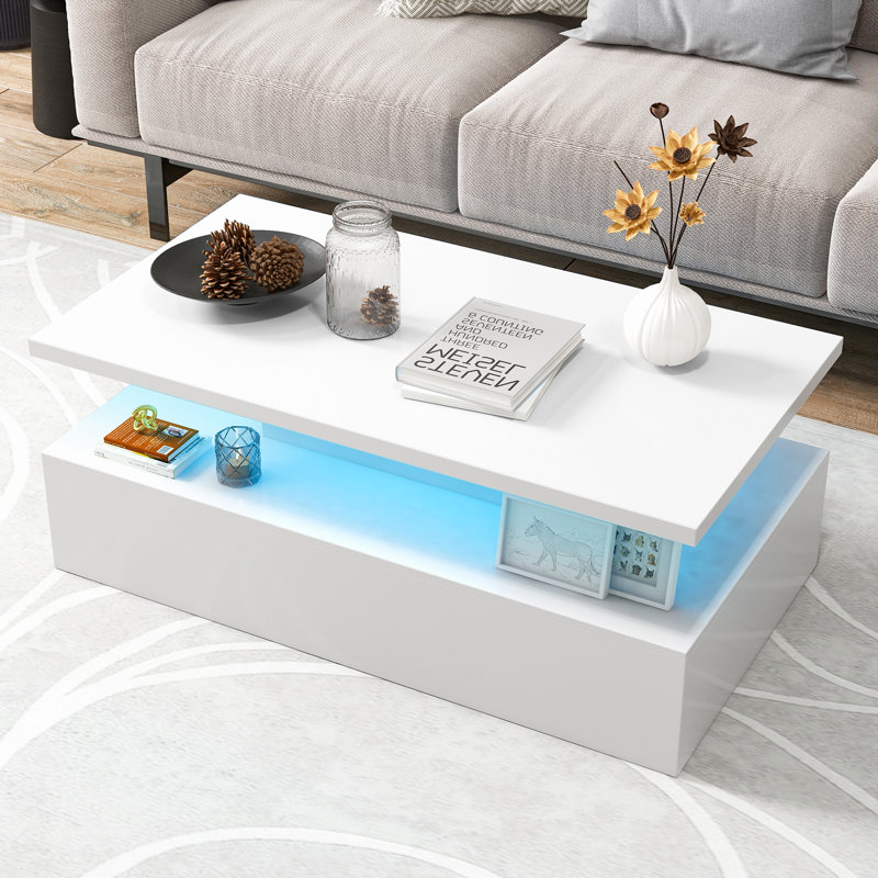 Asilah Block Coffee Table with Storage, White