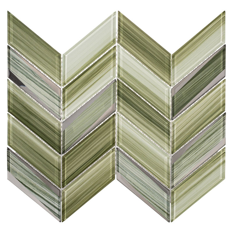 2 po. x 5 po Carreau de mosaïque en verre à chevrons striés, Soleil