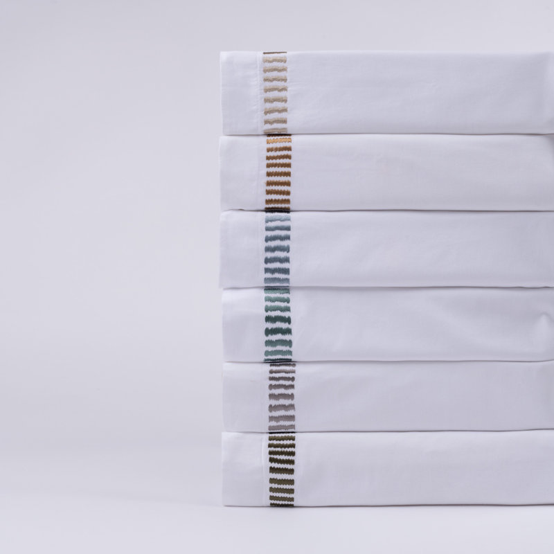 Taies d'oreiller VONN, gris brodé, paire standard, Taie d'oreiller taille double