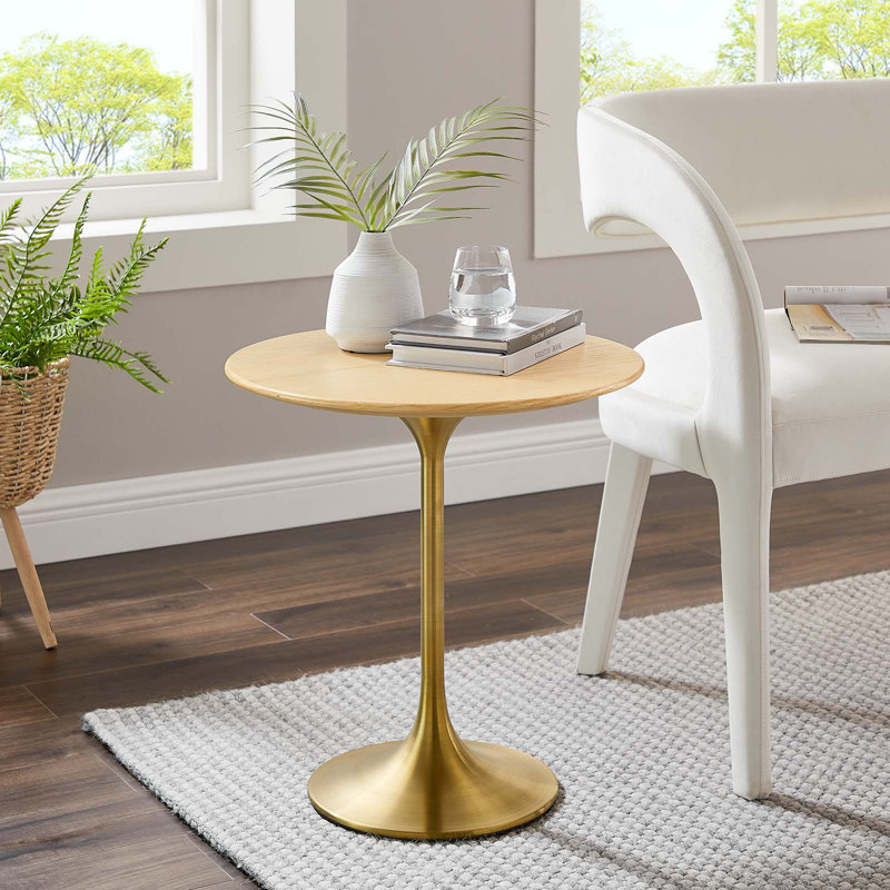 Table d'appoint ronde Modway Lippa, Naturel, Doré