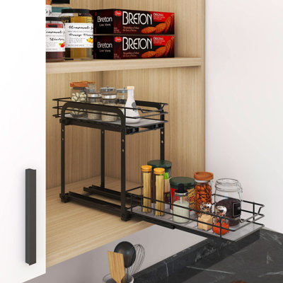 Spice Rack Organizer For Cabinet, 2-Tier Pull Out Spice Organizer For Cabinet Height Adjustable Heavy Duty Metal Basket For Inside Cabinets & Pantry C -  Mint PantryÂ®, 1BCBE3DB35354AA3950BEE9D64DD62DE