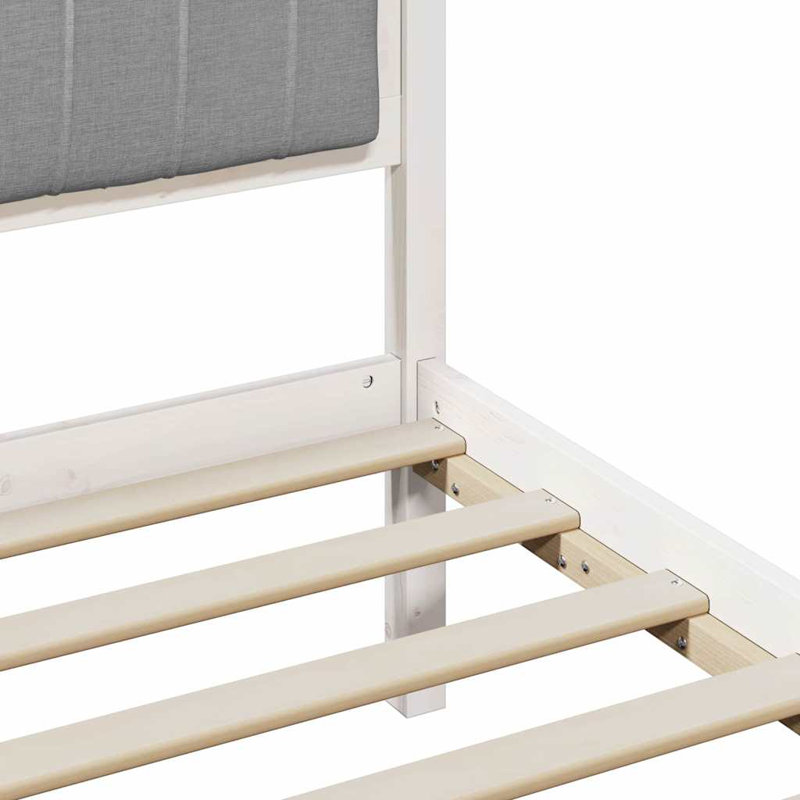 Solid Wood Bed Frame, European Double (140 x 190 cm), White/Light Grey