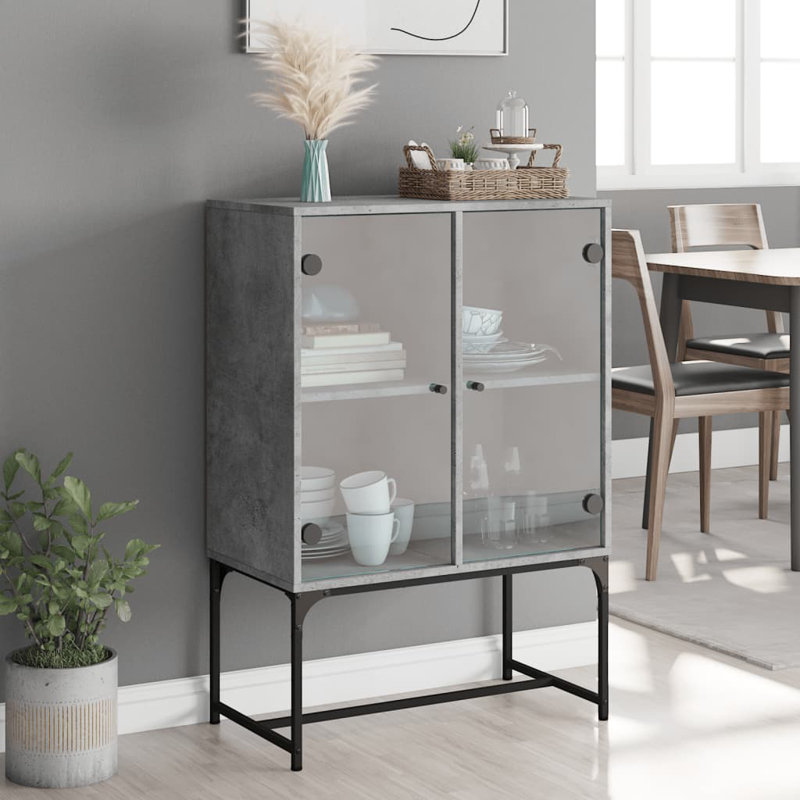 Aanvi Steel Rectangle Accent Cabinet, Concrete Grey