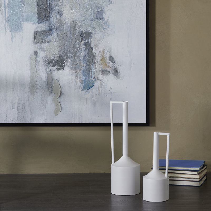 Ensemble de vases en métal avec poignées, Blanc