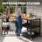 FEASTO 35" Wide Outdoor Kitchen Island with Stainless Steel Top - Mobile 3-Tier BBQ Prep Cart & Pizza Oven Stand with Adjustable Shelf