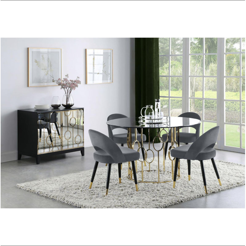 Chaises d'appoint arquées grises et noires (ensemble de 2), Gris