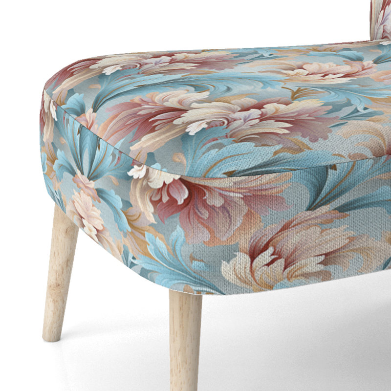 Chaise d'appoint rembourrée bohémienne et éclectique rose et bleue