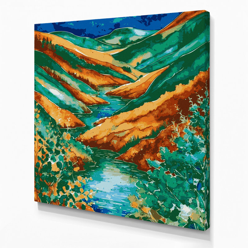 «Watercolor Landscape 55 Green», art mural sur toile, H 8 po x l 8 po
