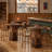 39.4" H Bar Height Table, Square High Bistro Pub Cocktail Table with Metal Footrest, Rustic Brown-1978217157