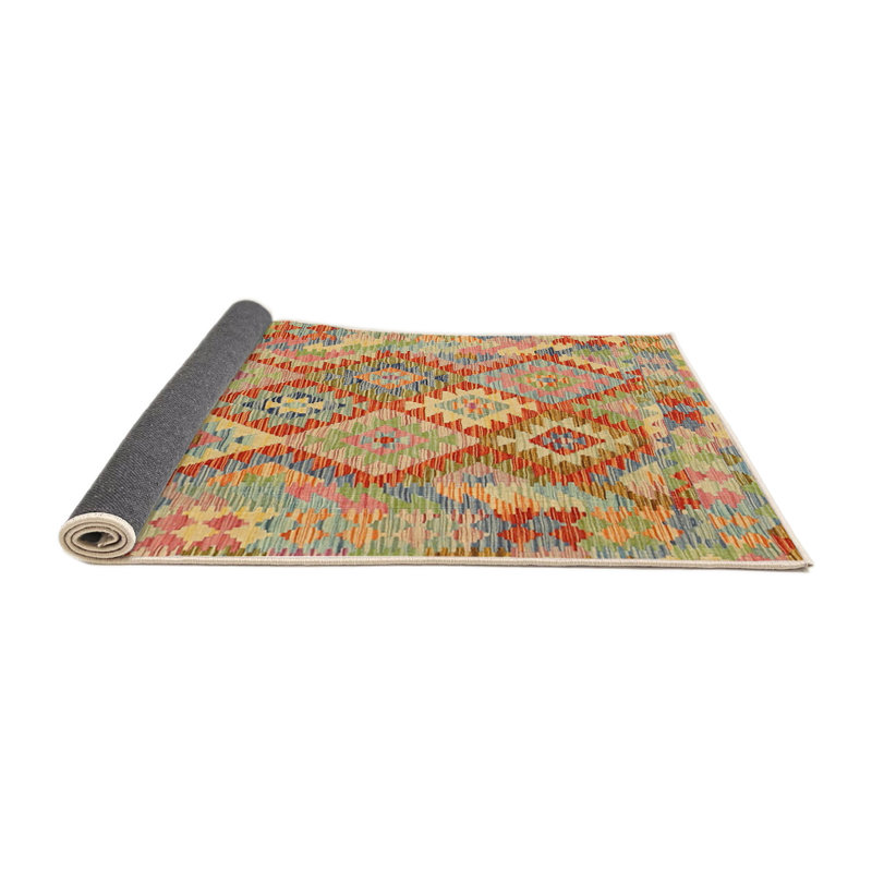 Tapis orange / vert mer Khiron, Rond 7 pi x 7 pi