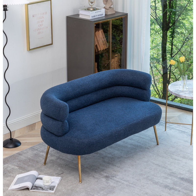 Demetrius  50'' Upholstered Loveseat, Blue Teddy Fabric