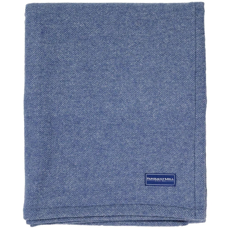 Lakefront Wool Blanket, 66" x 96", Blue