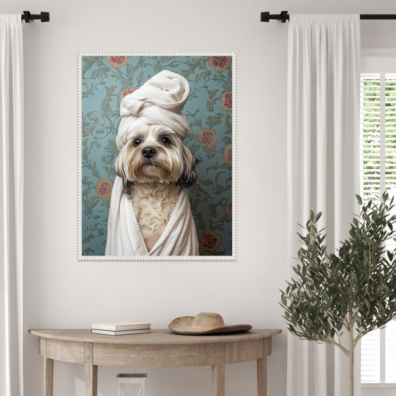 «Spa Day Pooch» par Keyshanna, reproduction d'art sur toile encadrée, H 30 po x l 23 po
