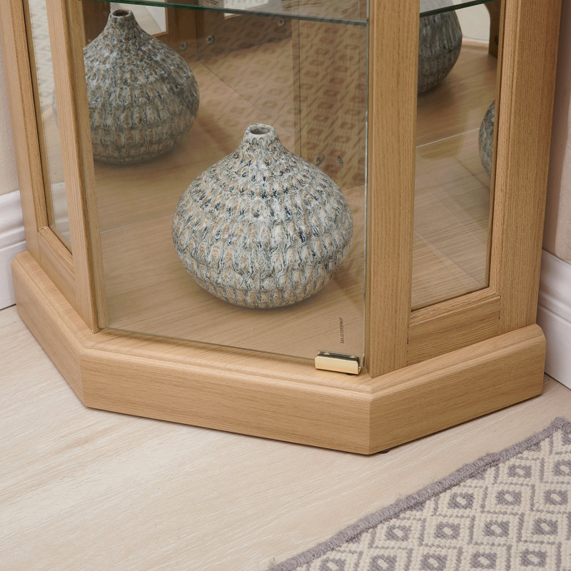 Vitrine d'angle vitrée d'angle pour vitrine d'angle pour salon, armoire vitrée, collection Antique, vin, éclairage de bar en verre inclus, chêne clair