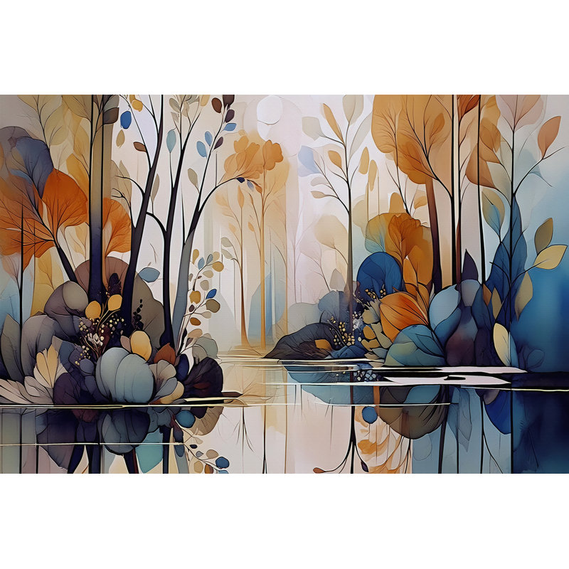 Reflet serein de la forêt, H 32 po x l 48 po