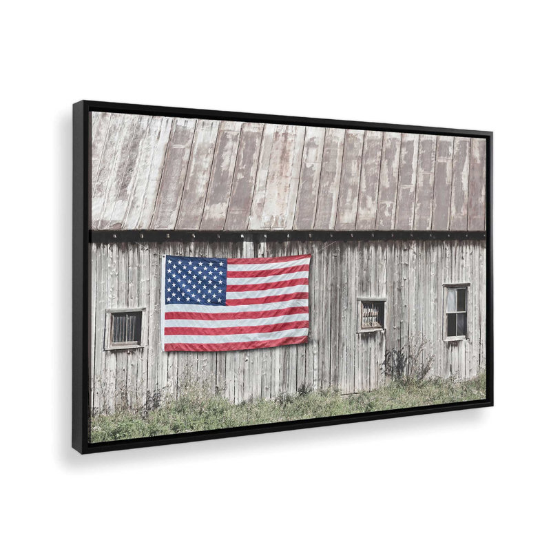 «Old Patriotic Barn» par Lori Deiter, reproduction d'art, Toile avec cadre, L 36 x H 24, Noir