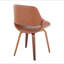 Chaise d'appoint Mid-Century moderne en similicuir noyer et chameau - ensemble de 2