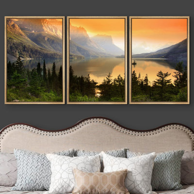 Nature Landscape Island on The Lake in SunForest Nature Wilderness Photography Realism Contemporary Scenic