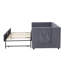 Lit de jour simple rembourré avec lit gigogne, port USB et poches latérales - dossier moderne en V, aucun sommier nécessaire-723971344