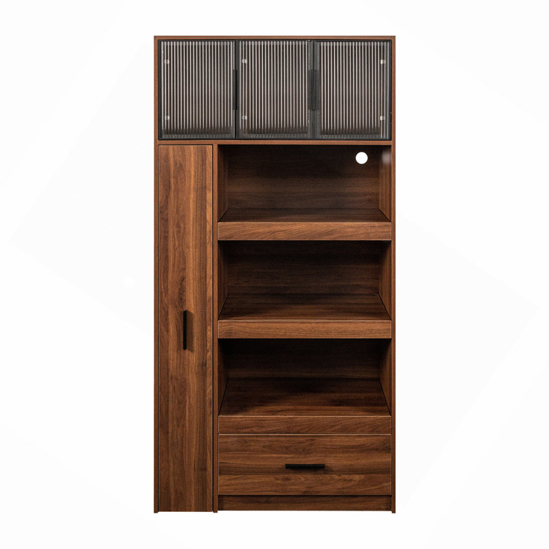 Armoire de cuisine avec support pour micro-ondes et tiroir