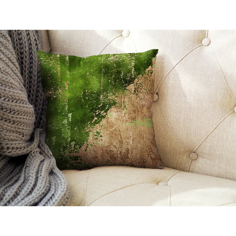 Coussin intérieur / extérieur Lincolnwood, H 15 po x l 15 po, Chertreuse / or