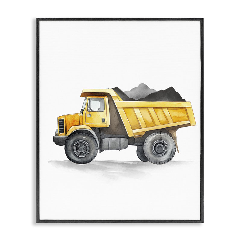 Giclée encadrée de camion de travail, H 14 po x l 11 po, Giclée encadrée noir minuit