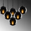 Lustre industriel moderne, finition noire et fumée, 21,7 po x 19,7 po | Hauteur réglable, 43,3 pouces | Corps en métal, 6 douilles E27 de 40 W maximum | Parfait pour les décors scandinaves et fantaisistes, solution d'éclairage élégante