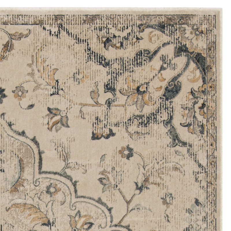 Tapis oriental crème / bleu clair, Rectangle 3 pi 3 po x 4 pi 7 po