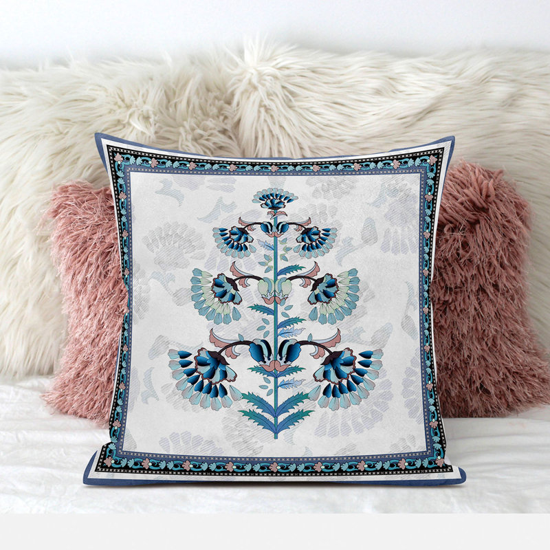Housse et insert de coussin décoratif en polyester, 16 po x 16 po, Bleu et noir