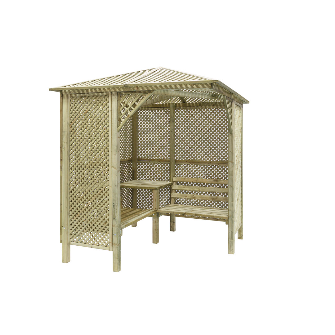 Valencia 200cm W x 200cm D Solid Wood Arbour with Bench