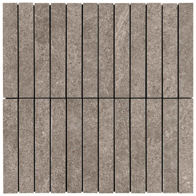 Era 1X6 Stacked Limestone Look Matte Porcelain Mosaic Tile, Caramel Brown