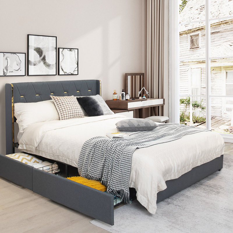 Lit plateforme avec rangement Thaxted, Complète, Gris foncé