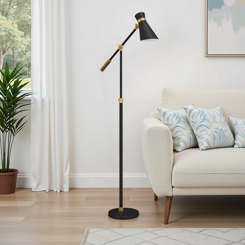 Zabel 65.63'' Task Floor Lamp, Brass