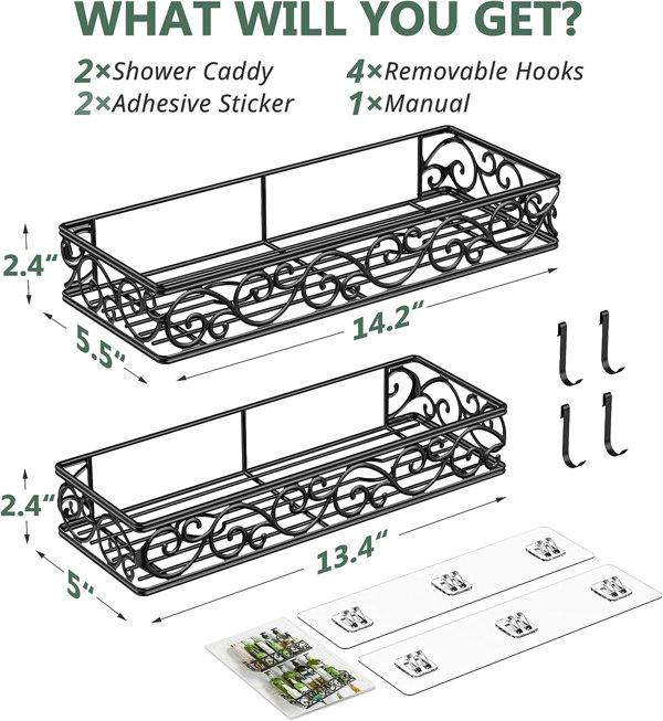 Lyrissa Adhesive Shower Basket Rebrilliant