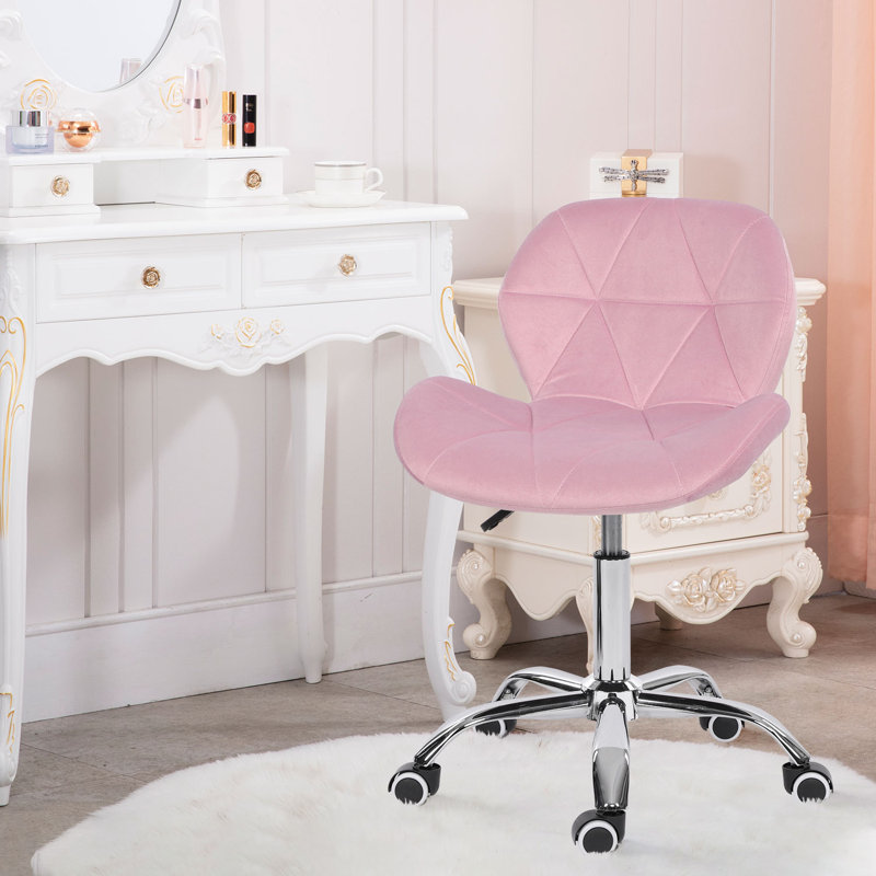Erltrud Velvet Office Chair, Pink, Velvet