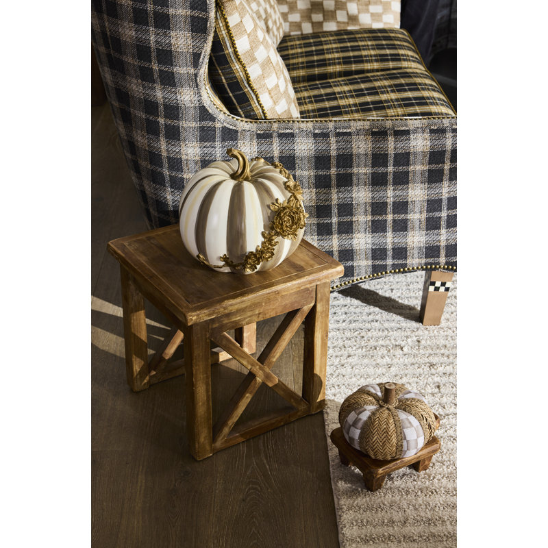 Mocha Stripe Floral Garland Pumpkin