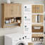 60 x 70 cm Oak Kitchen Wall Cabinet with Double Doors & Adjustable Shelf, Open Compartment & Rail 2-Piece Wall-Mounted Storage Cabinet for Dining Room Breakroom