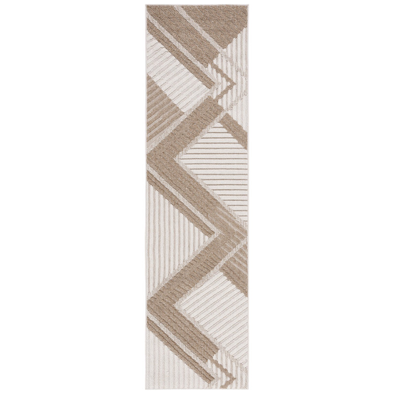 Global Geometric Indoor/Outdoor Area Rug in Brown, Rectangle 66 x 122cm