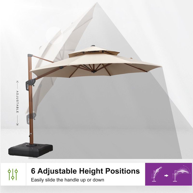 Parasol en porte-à-faux rond 120 po Fratello, beige, Beige