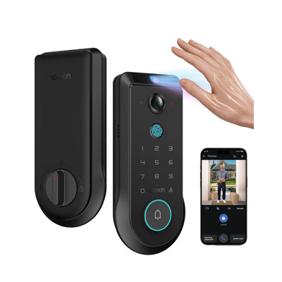 Lockin Veno Pro de Lockin avec verrou vidéo intelligent avec caméra 180 ° 2K, reconnaissance d'empreintes digitales, détection de mouvement par l'IA, IP65 résistant aux intempéries, télécommande pour application, 32 Go de rangement intégré, sans frais mensuels