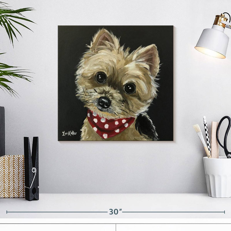 Crowle Yorkie - bandana rouge, H 16 po x l 16 po