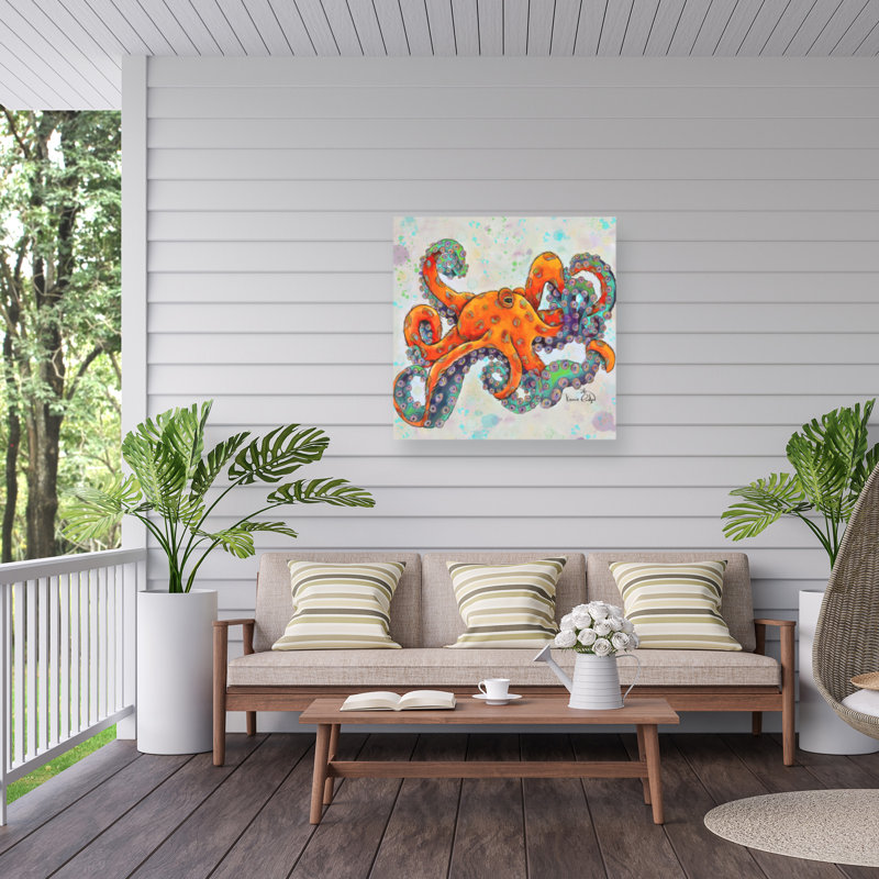 Toile d'extérieur Karrie Evenson Octopus 1, H 14 po x l 14 po